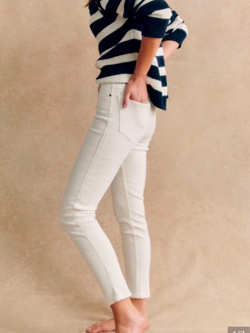 Sezane Denim Slim Parfait Jeans Ecru Cream EU Size 27 US Size 2